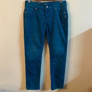 SILVER JEANS CO. SUKI SKINNY W 31" L 31" TEAL CORDUROY JEANS